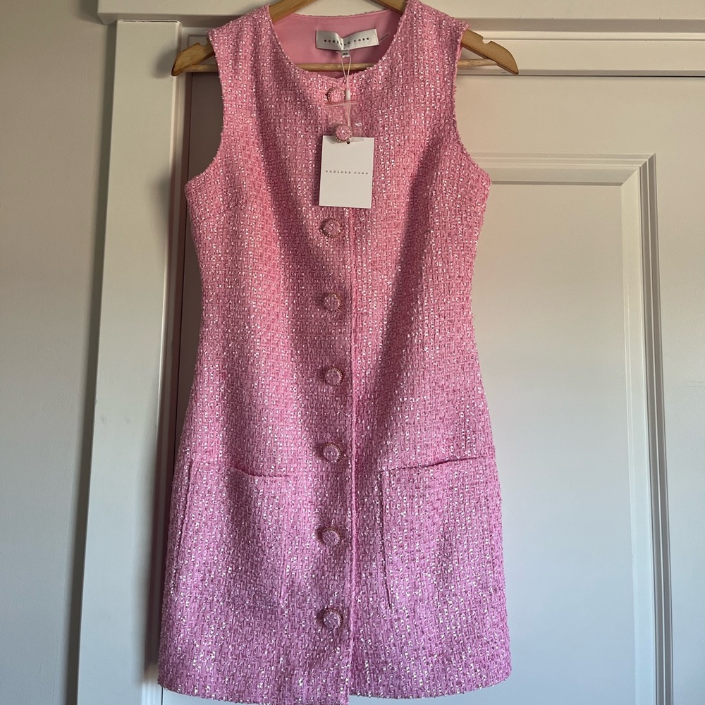 NWT Endless Rose Pink Tweed Mini Dress.